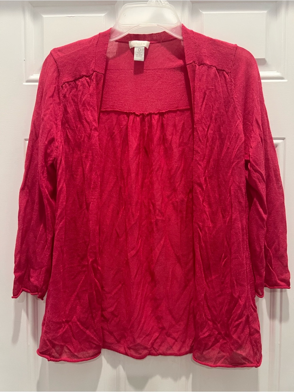 Chicos Women Convertible Cardigan Sweater Hot Pink Open Top Sz 0 (S) Rayon # 884